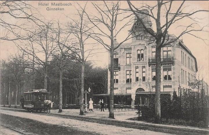 Paardentram met conducteur Ginneken Hotel Mastbosch, Verzenden, Voor 1920, Noord-Brabant