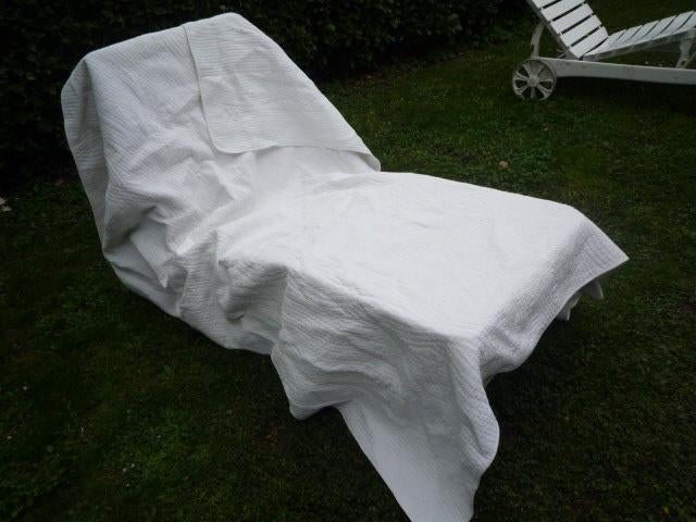 dubbel doorgestikt sprei ecru 1pers 240x220 cm  zgan, Wit, Overige typen, Tweepersoons, Ophalen of Verzenden