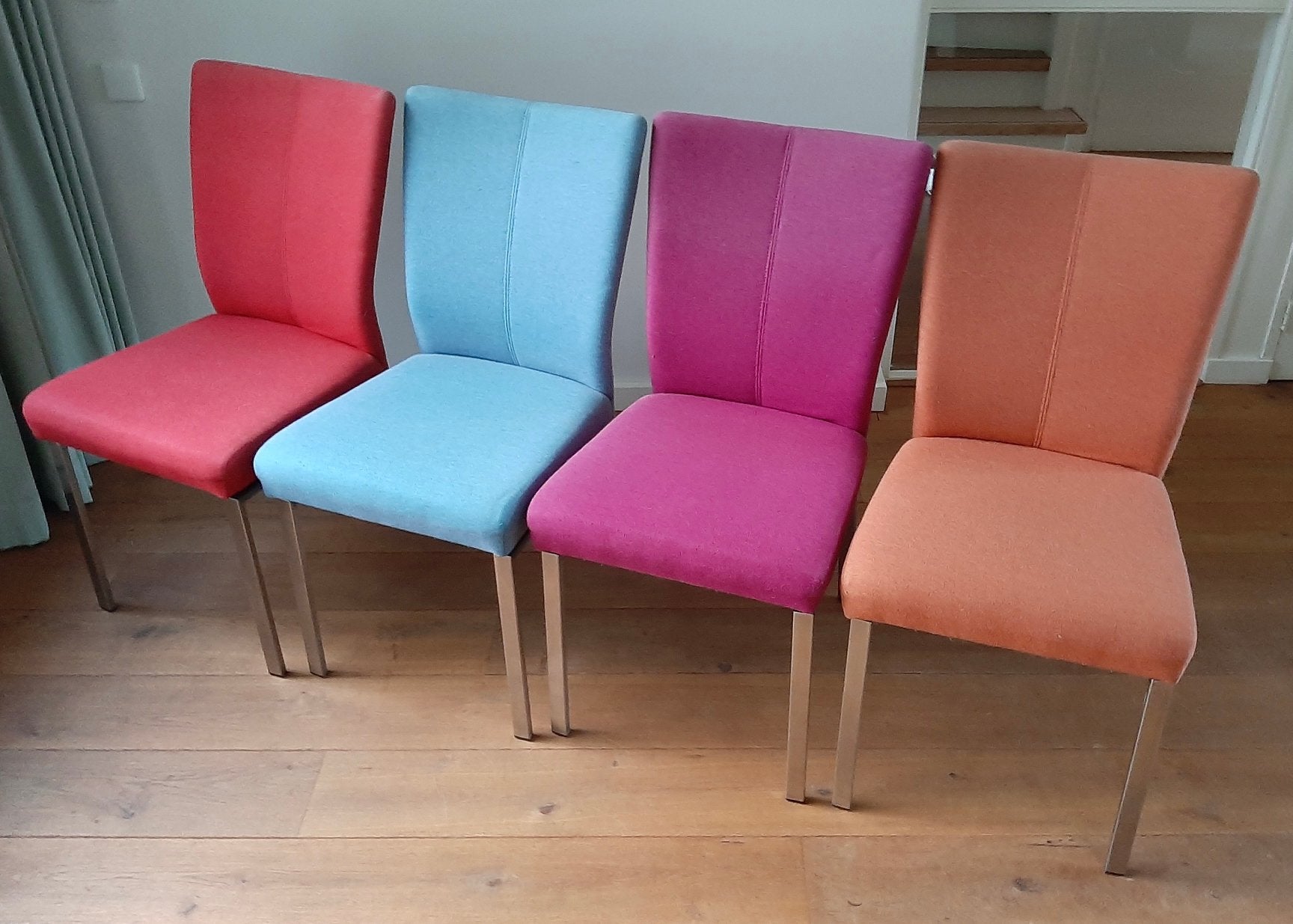 Veelkleurige eetkamerstoelen, Ophalen, Gebruikt, Overige kleuren, Stof