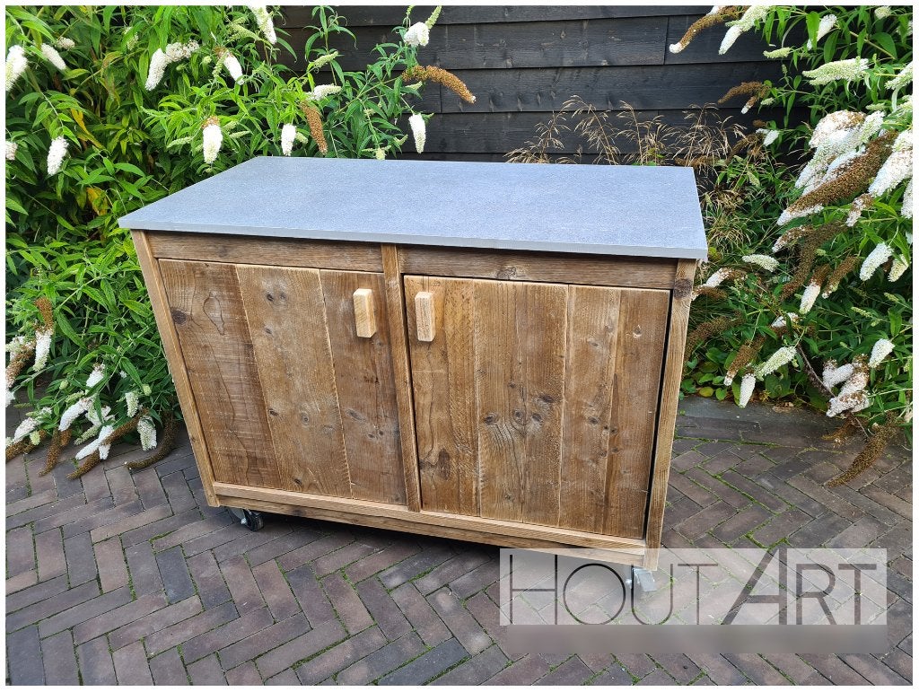 Buitenkeuken losse kast dubbel steigerhout, Houtskool, Vrijstaand, Info@hout-art.nl, Nieuw