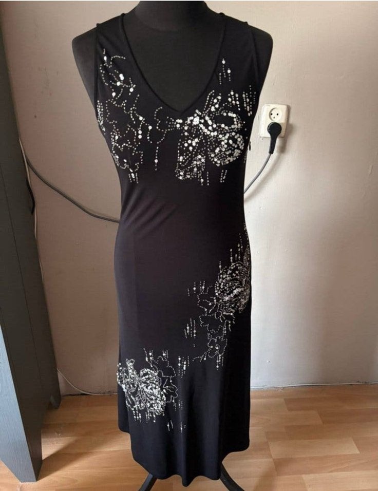 Turnover mooie lange zwarte elegante jurk met pailletten 3, Kleding | Dames, Maat 38/40 (M), Galajurk, Zwart, Ophalen of Verzenden