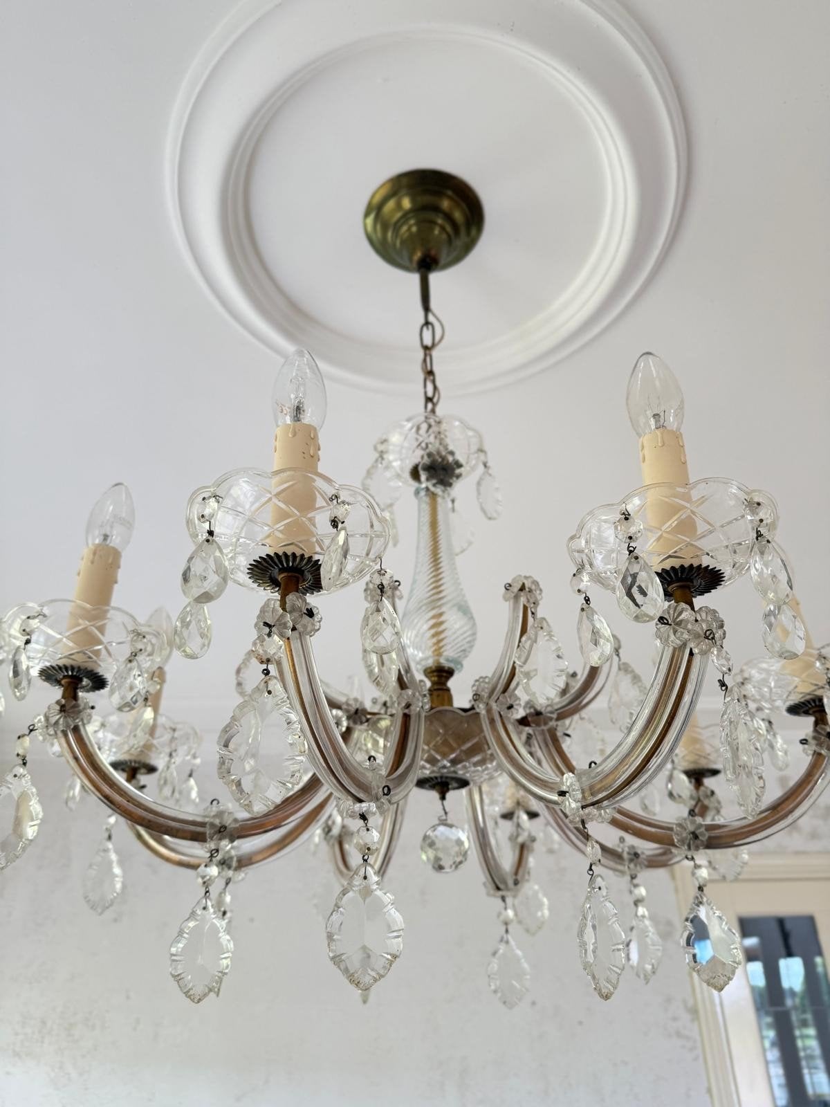 klassieke elegante kristallen kroonluchter, Huis en Inrichting, Lampen | Kroonluchters, Ophalen, Gebruikt, E14 (klein), Glas