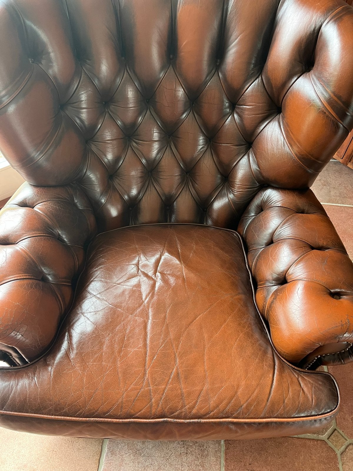 Leren Chesterfield fauteuil - Muylaert, Ophalen, Gebruikt, Leer, 75 tot 100 cm