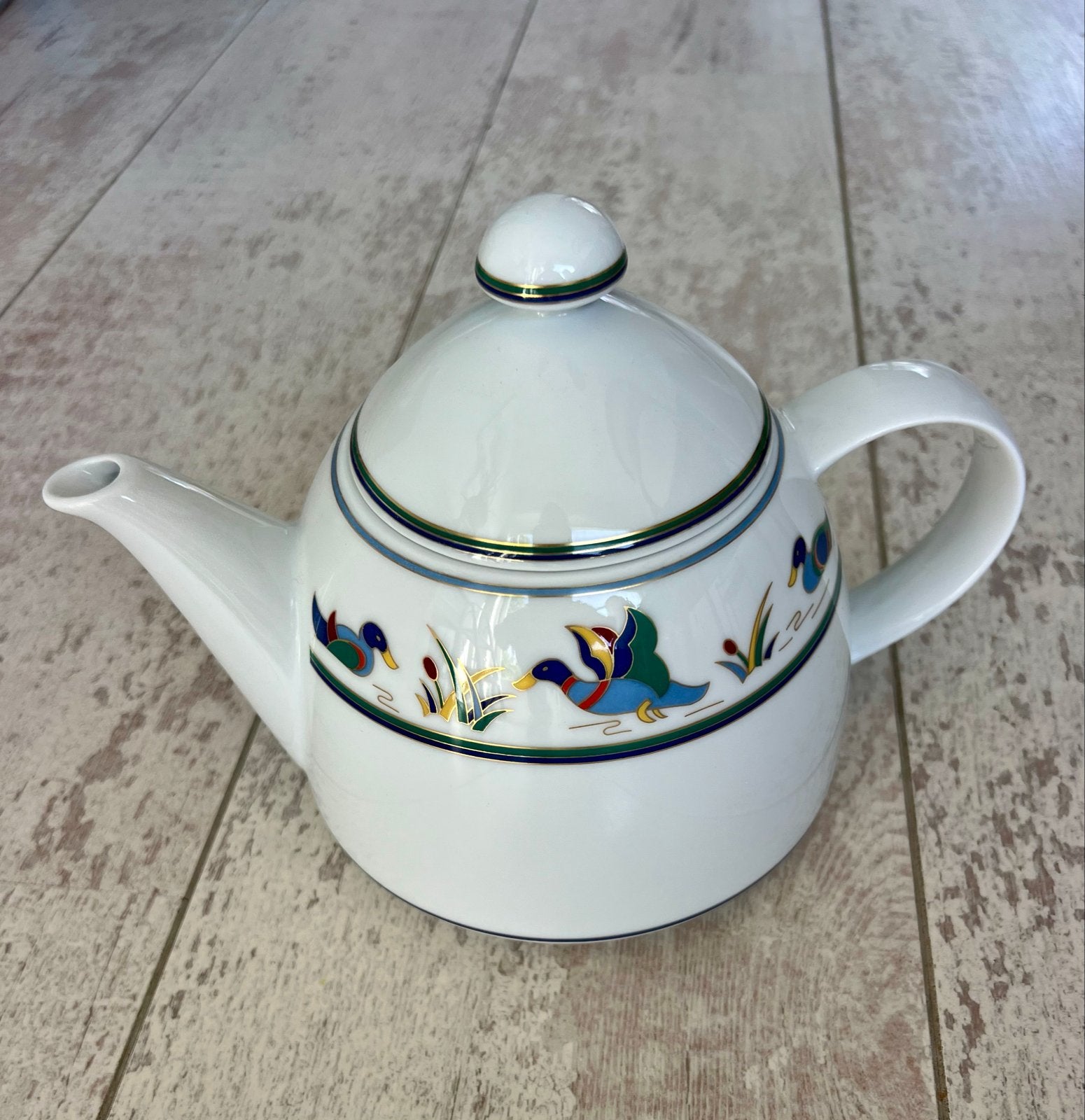 Arzberg Bluebirds theepot - 15 cm hoog, Theepot/fluitketel, Ophalen of Verzenden, Zo goed als nieuw, Steen/keramiek