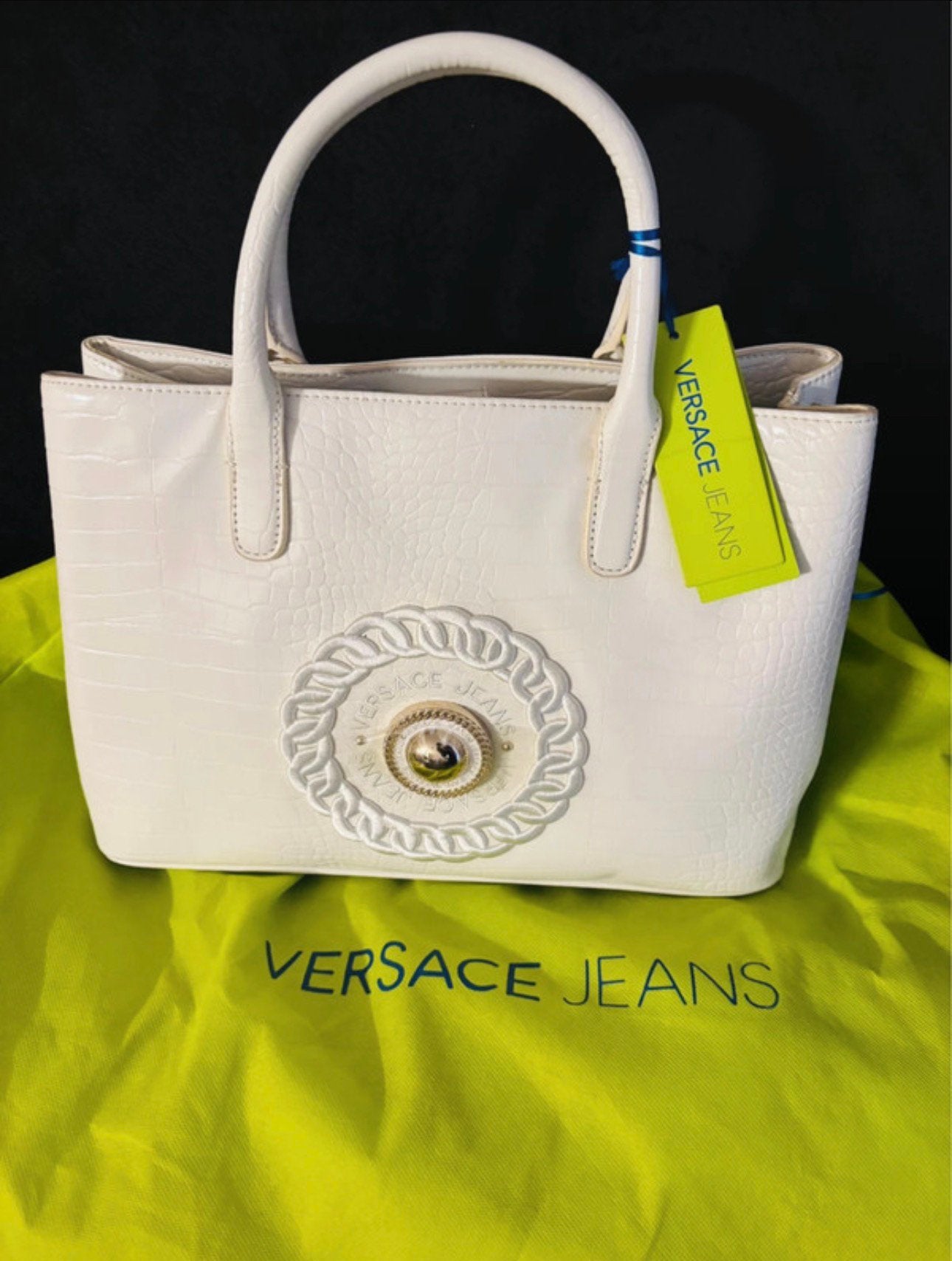 Versace Tote Bag Wit Croco Design Nieuw met serie nummer, Verzenden, Nieuw, Wit, Handtas