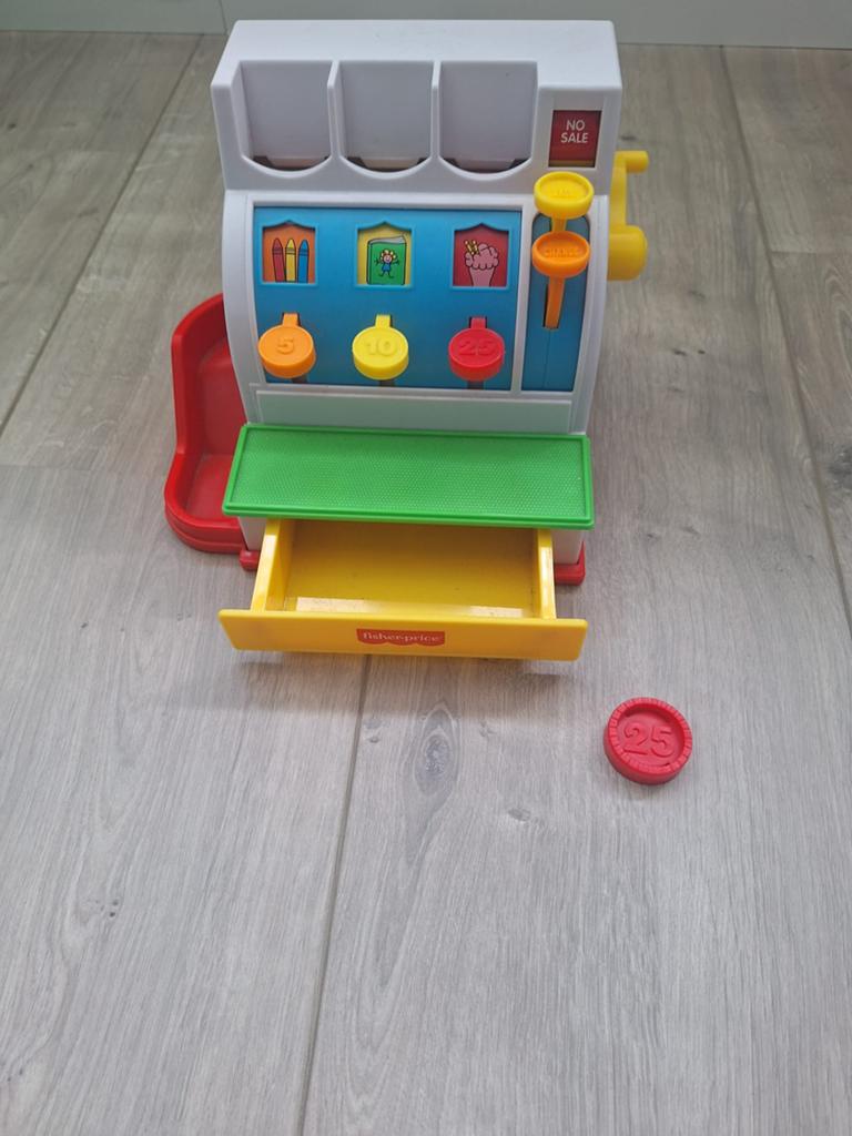 Fisher-Price Kassa Speelgoed met Geluid en Munten, Ophalen, Gebruikt, Overige typen, Met geluid