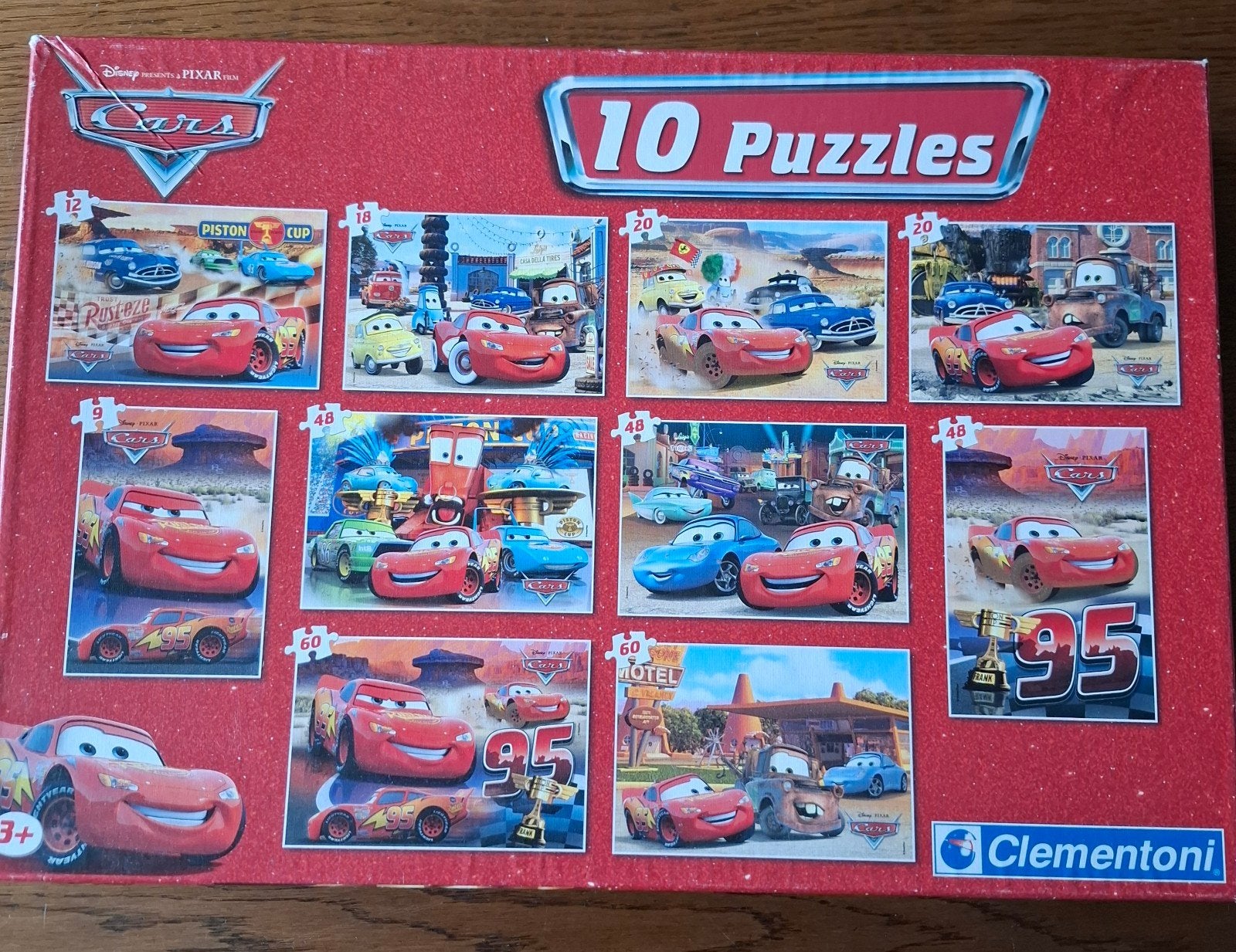 Cars puzzel - 10 in 1 doos, Ophalen of Verzenden, Minder dan 500 stukjes, Gebruikt