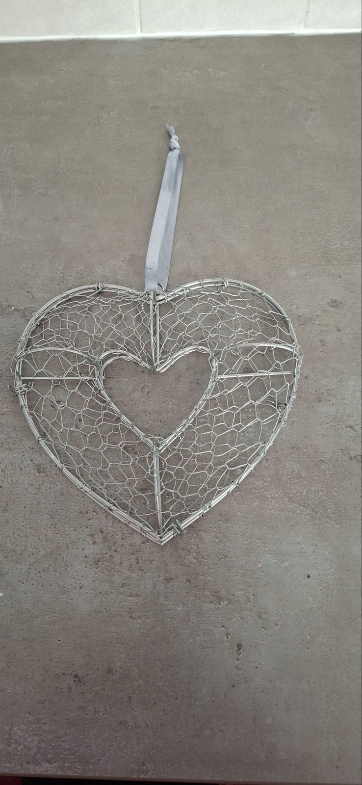 Decoratief metalen hart - zilverkleurig, Gebruikt, Overige stijlen, Ophalen of Verzenden, Metaal