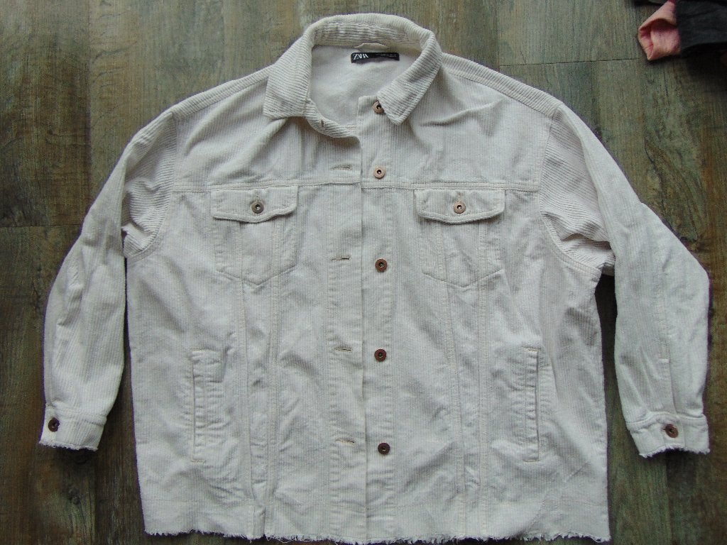 Zara overshirt off-white ribstof maat M jas / jasje, Kleding | Heren, Jassen | Zomer, Zara, Maat 48/50 (M), Wit, Ophalen of Verzenden
