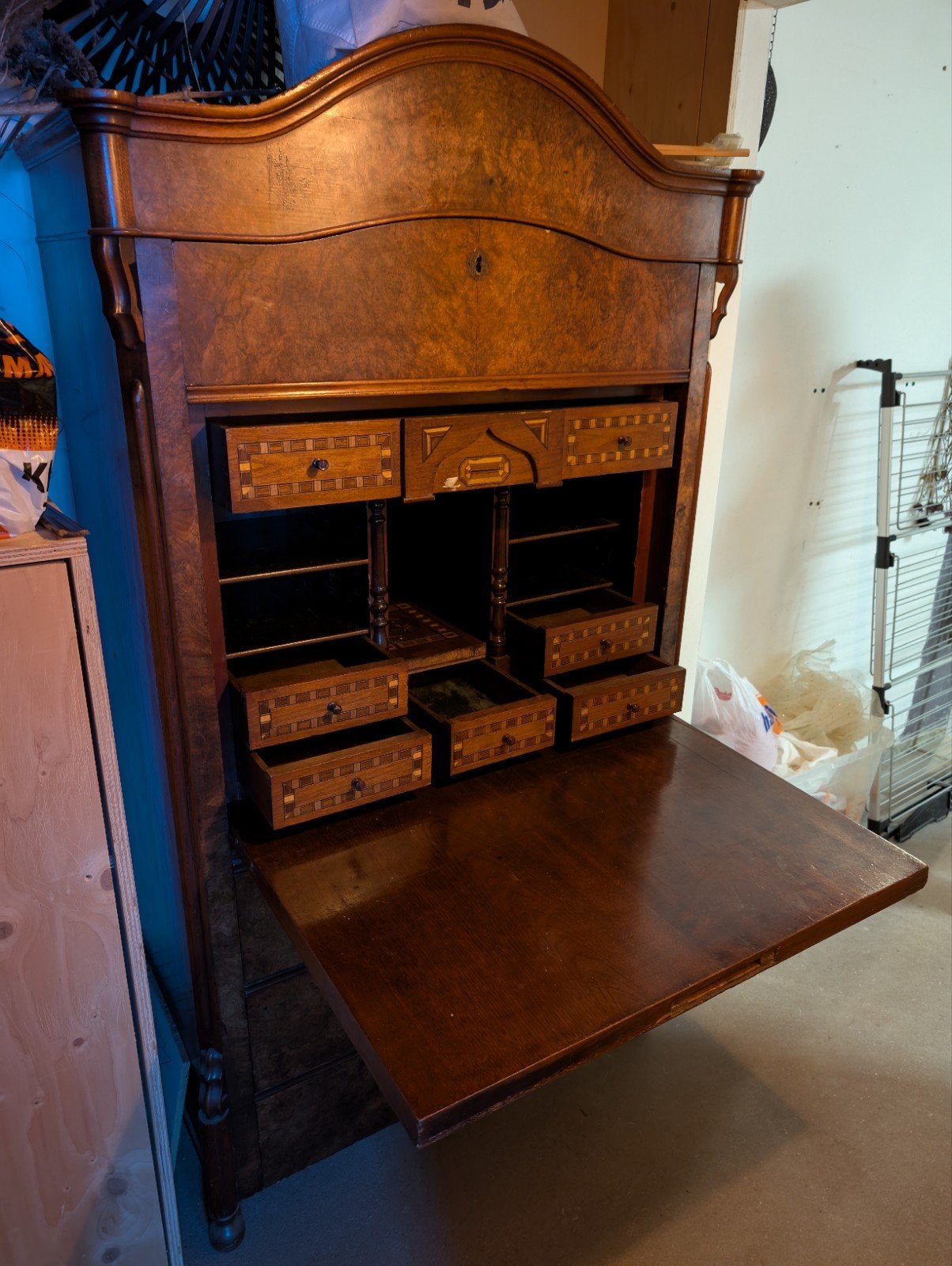 Antiek Biedermeier Secretaire - Notenhout, Ophalen of Verzenden