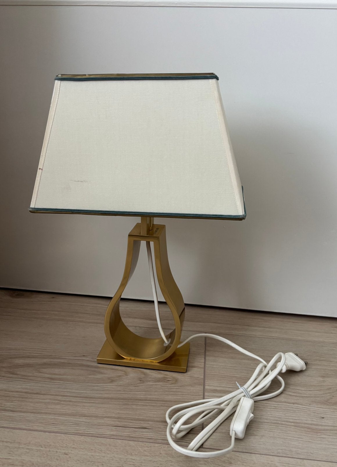 Ikea tafellamp met linnen kap, Ophalen, Goud, Zo goed als nieuw, IKEA