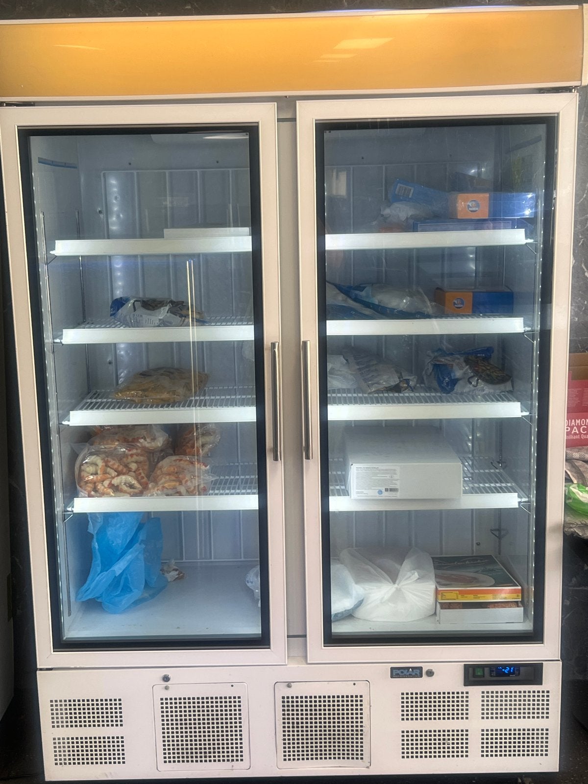 Polar vriezermet Dubbele Glazen Deur - Gebruikt, Witgoed en Apparatuur, Ophalen, 200 liter of meer, 60 cm of meer, 160 cm of meer