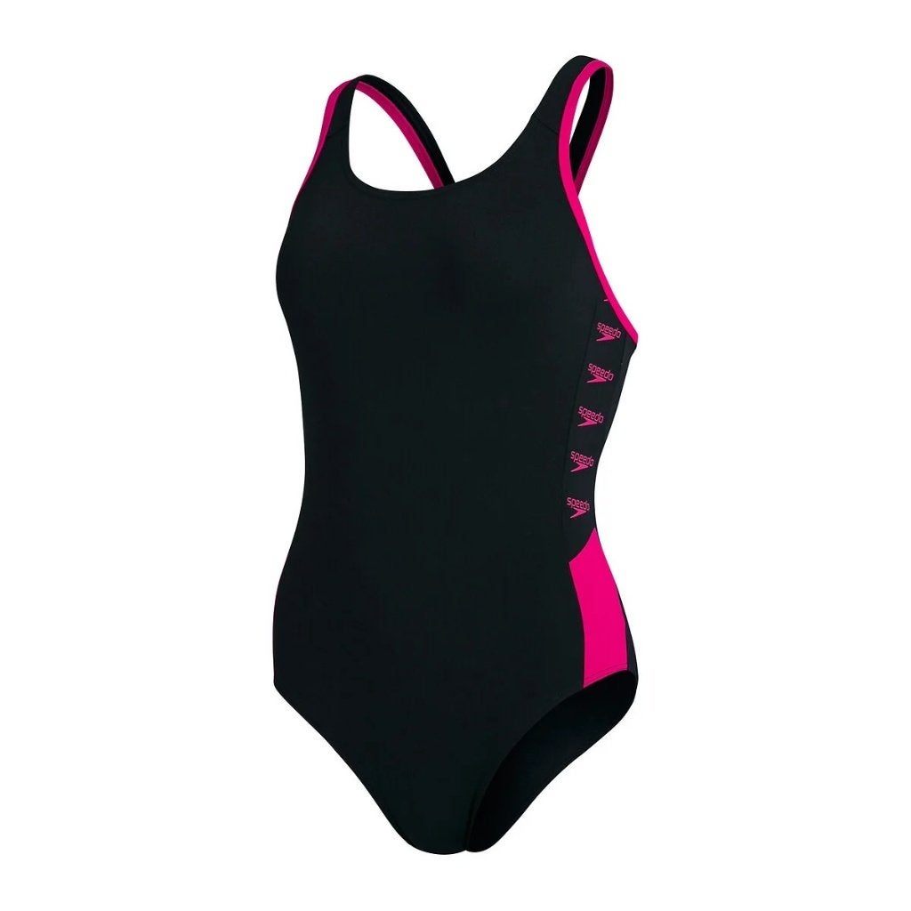 Nieuw Speedo W Boom Logo Splice Muscleback Badpak Black Pink, Zwart, Info@allsport-group.com, All Sport NV, Nieuw