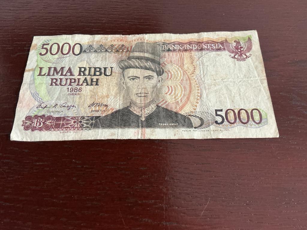 Indonesisch Bankbiljet van 5000 Roepia, gebruikt, 1986, Ophalen of Verzenden, Midden-Oosten