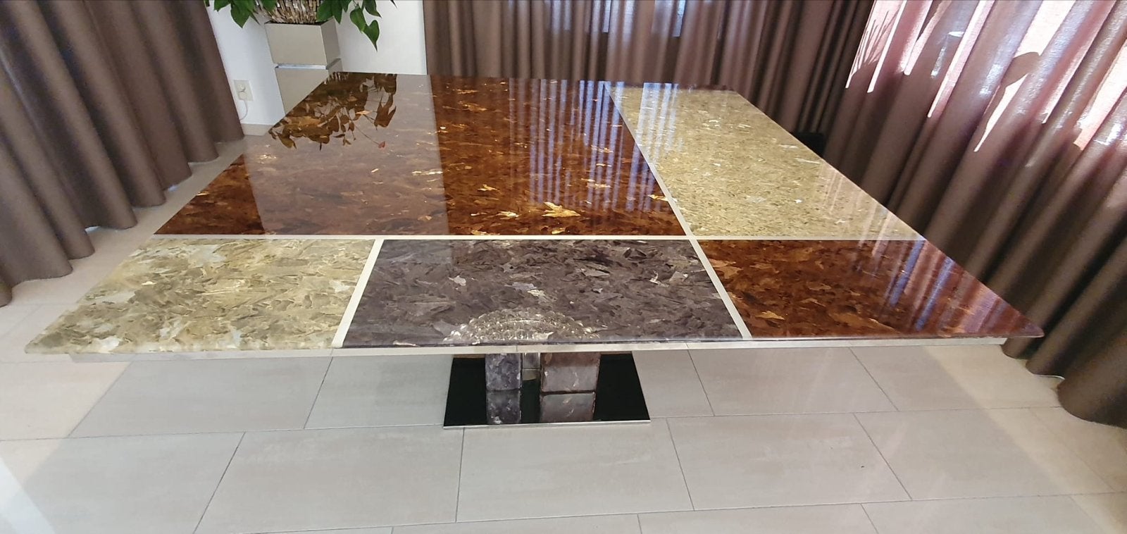 Luxe Eettafel van Lavasteen - Uniek Design, Ophalen, Overige materialen, Gebruikt, 100 tot 150 cm