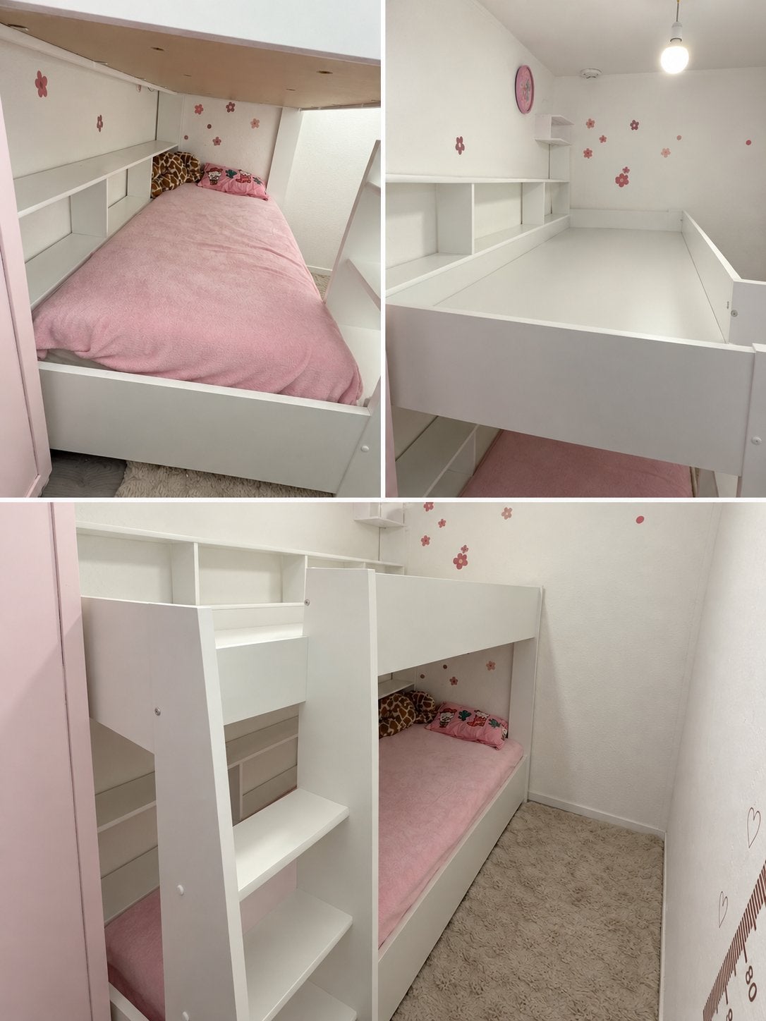 Wit stapelbed met trap en opbergruimte, Ophalen, Zo goed als nieuw, Stapelbed