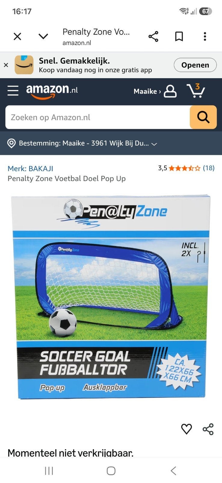 Penalty Zone Voetbal Doel Pop Up - Zo goed als nieuw, Maat XL, Ophalen of Verzenden, Zo goed als nieuw, Overige typen