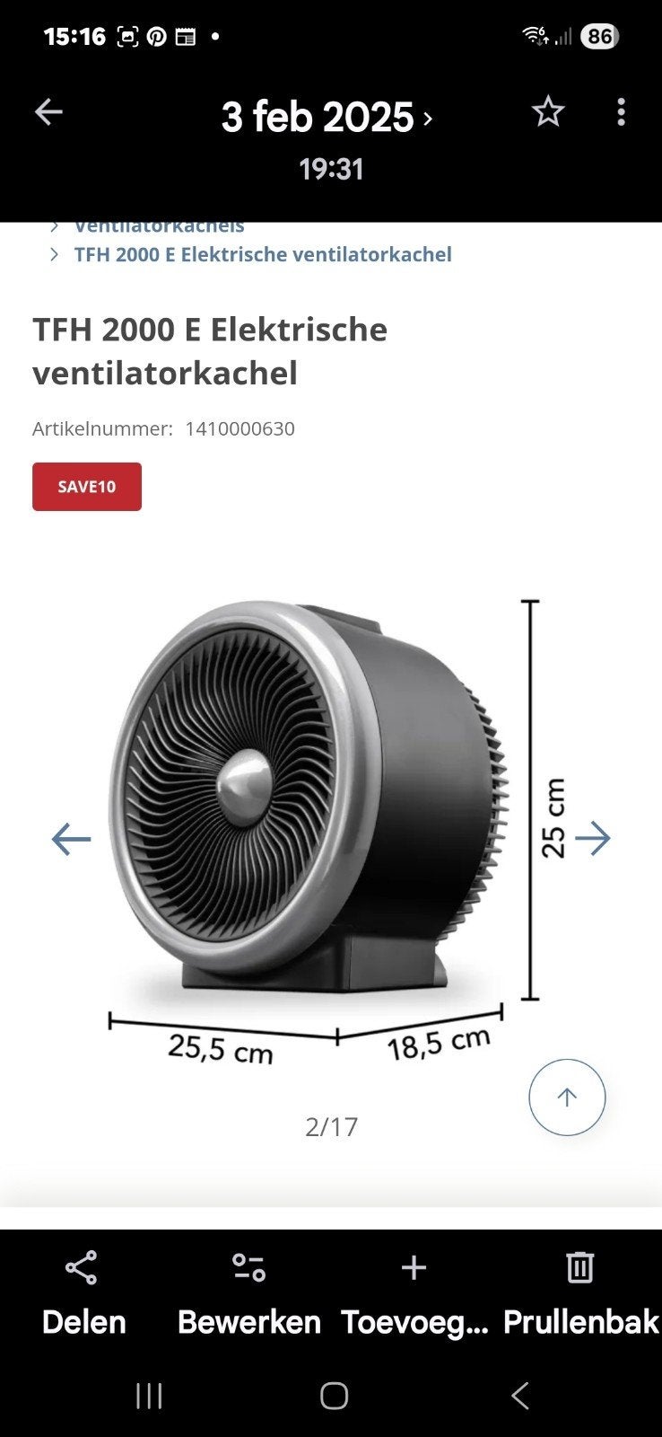 2   elektrische  kachels, Verzenden, Elektrisch, Overige soorten
