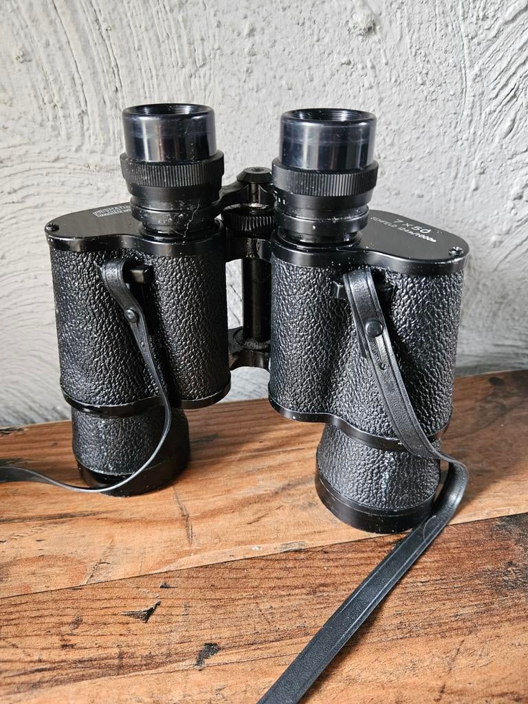 Vintage Verrekijker 7x50 Sehfled duitse Prismatic Binoculars, Gebruikt, Minder dan 8x, Met hoes of tas, Porro (met knik)