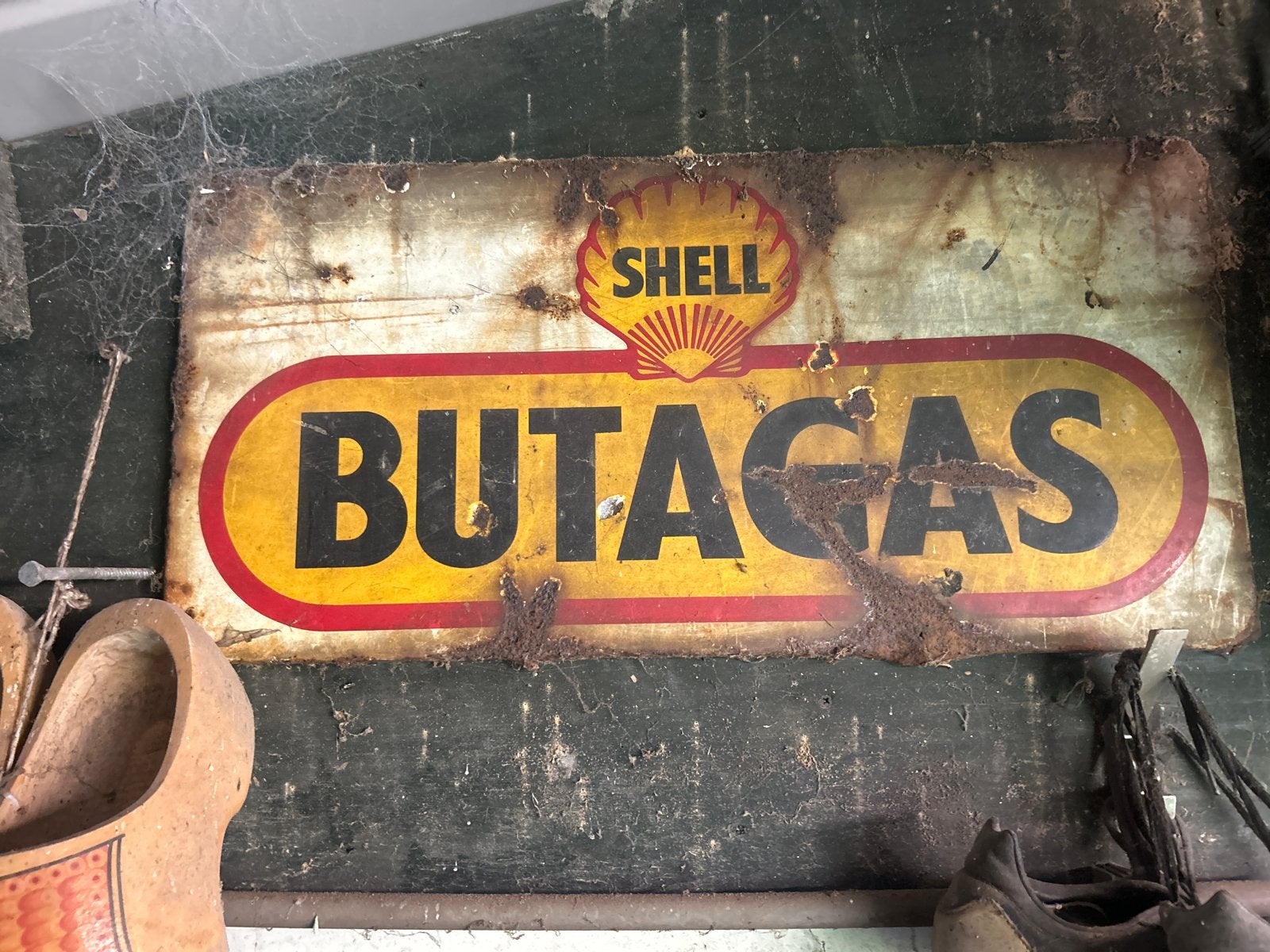 Vintage Shell Butagas Reclamebord - Uniek Verzamelobject, Ophalen of Verzenden