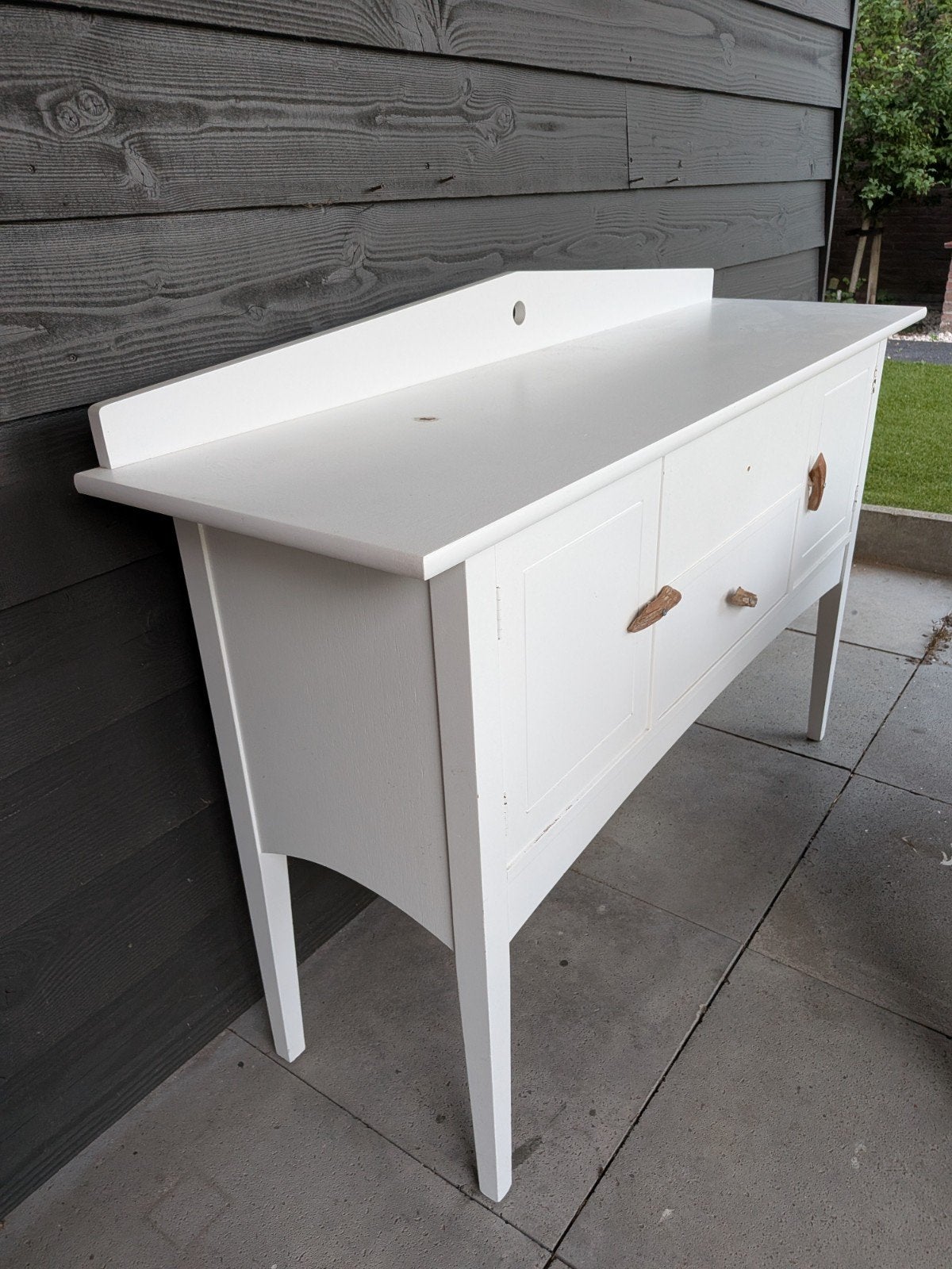 Wit bureau met lades en kastjes, Ophalen, Met lades, Gebruikt, Hout