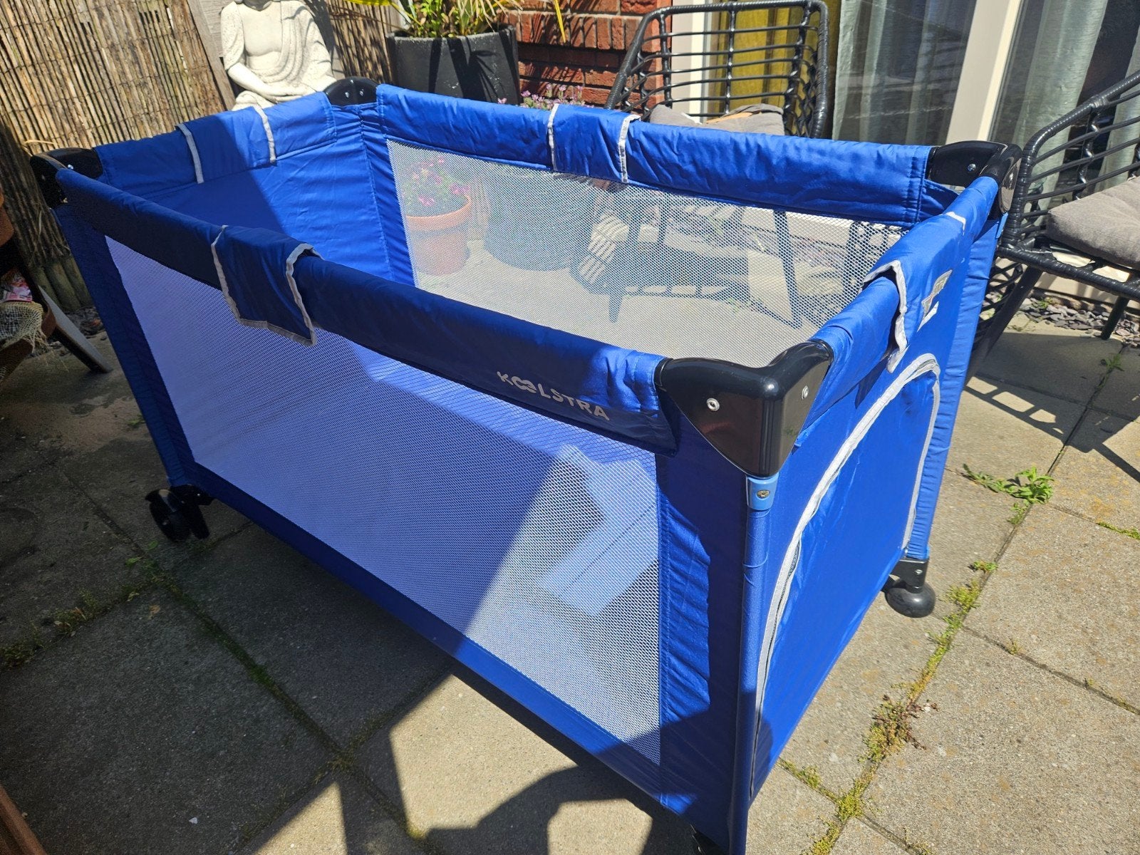 Campingbedje blauw, Kinderen en Baby's, Ophalen, Zo goed als nieuw, Reisbedje
