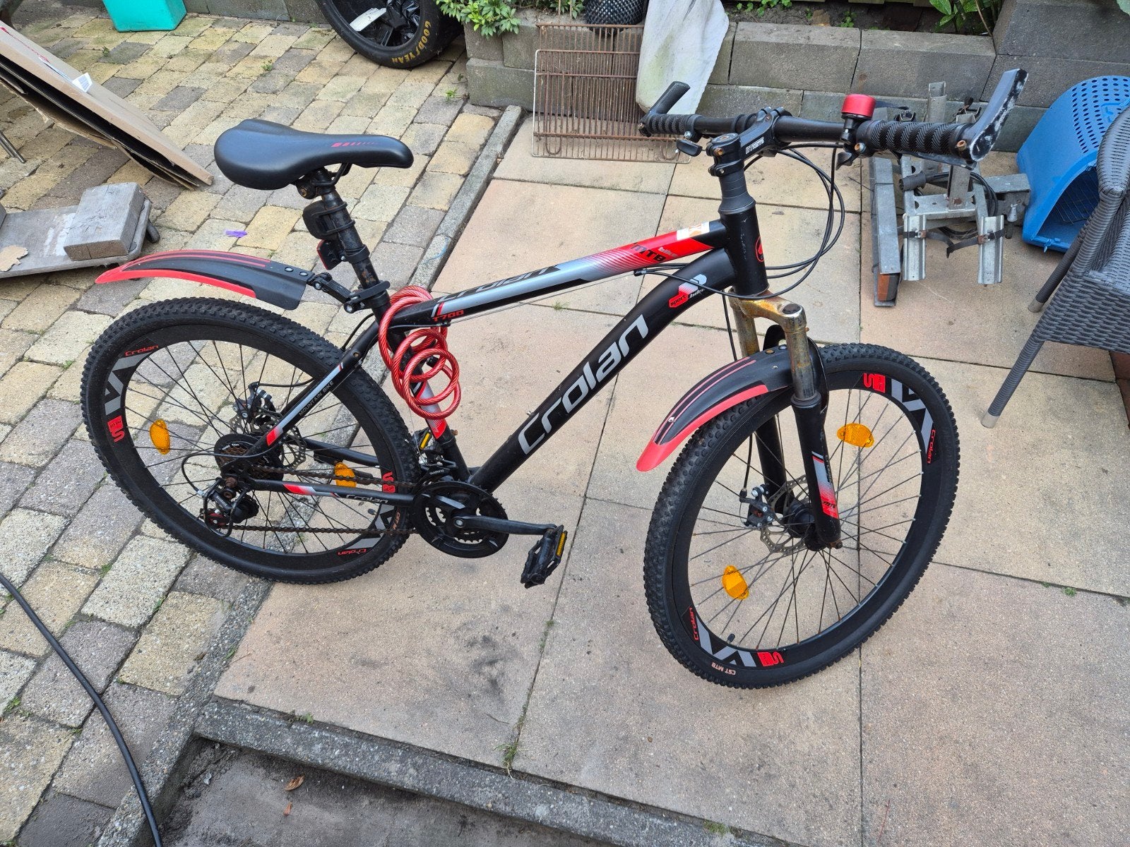 Crolan T700 Mountainbike 26 inch - Zwart/Rood, 21 versn., Fietsen en Brommers, Fietsen | Heren | Herenfietsen, Versnellingen, Zo goed als nieuw