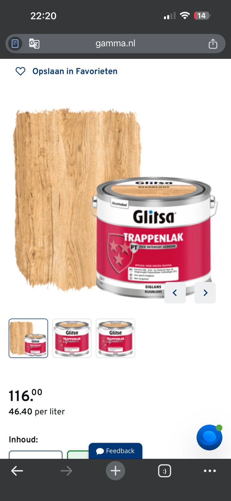 Glitsa Traplak Transparant Eiglans 2,5L - Nieuw, Ophalen, Overige kleuren, Nieuw, Lak