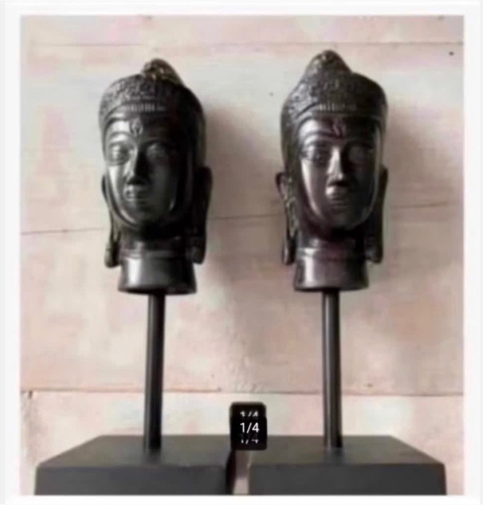 2 x bronzen Shiva boeddhabeelden op voet, 22 cm, Ophalen of Verzenden