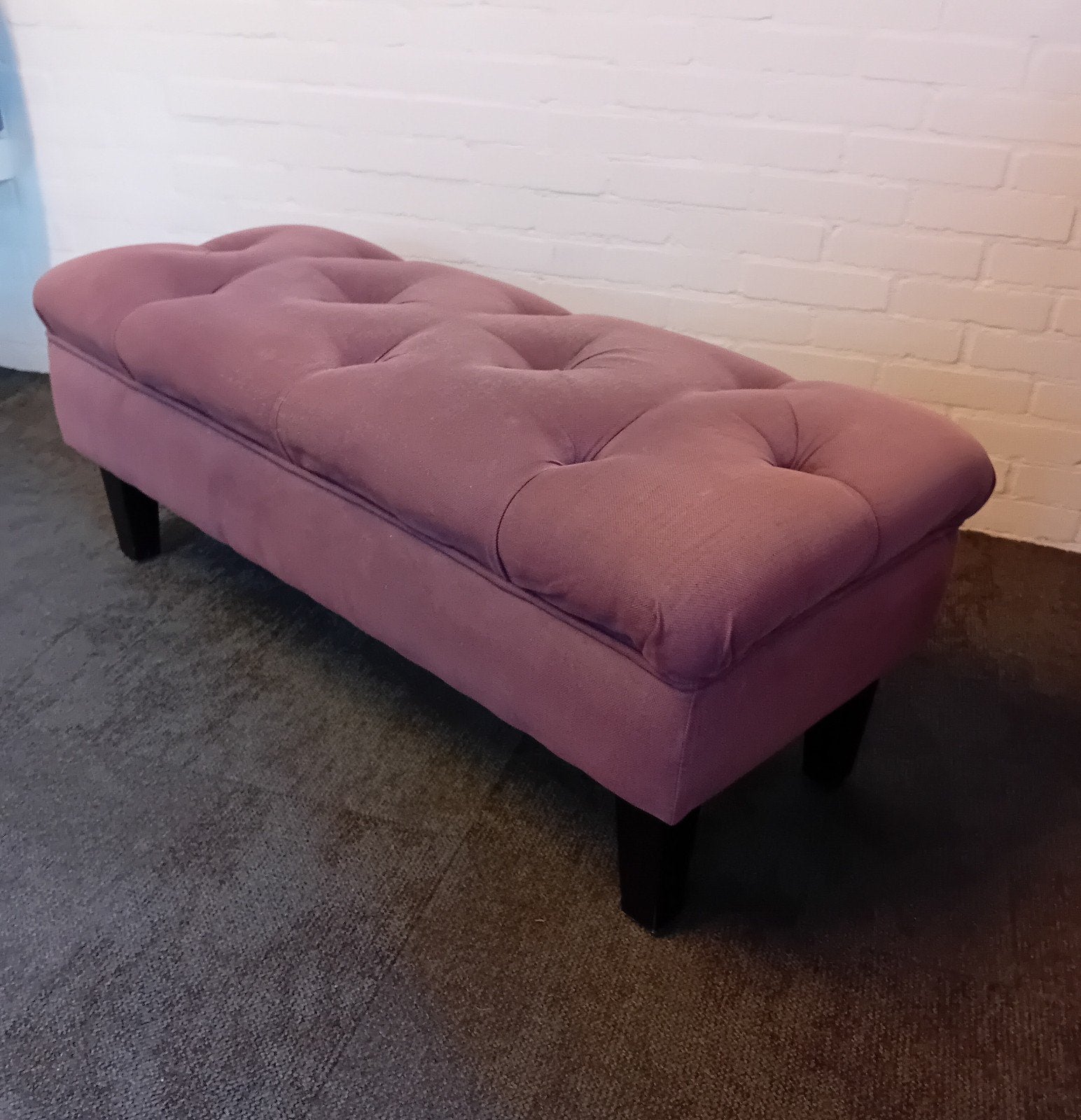 Paars stoffen bankje .40cmx45cmx105cm (hxbxl), Ophalen, Gebruikt, 100 tot 125 cm, Stof