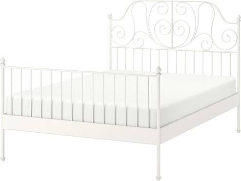 Ikea bed Leirvik wit met spijlen 140x200 cm met lattenbodem, Huis en Inrichting, Slaapkamer | Bedden, Ophalen, Wit, Romantisch