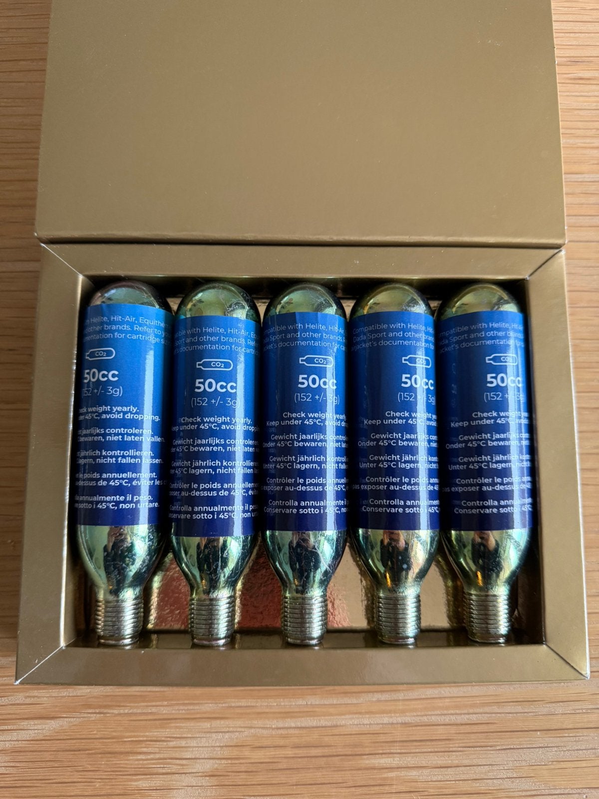 Set 5 x 50cc (33g) CO2 patronen voor airbag, Ophalen of Verzenden, Nieuw