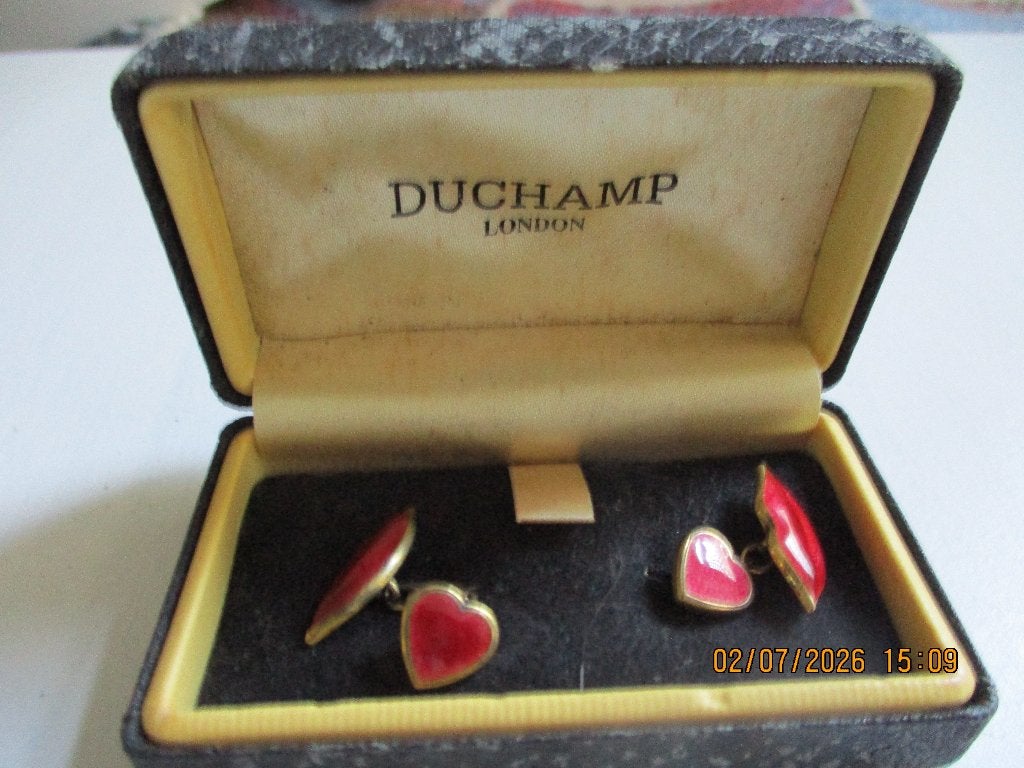 manchetsknopen Duchamp London emaile met goud kleur, Overige merken, Gebruikt, Overige materialen, Ophalen of Verzenden