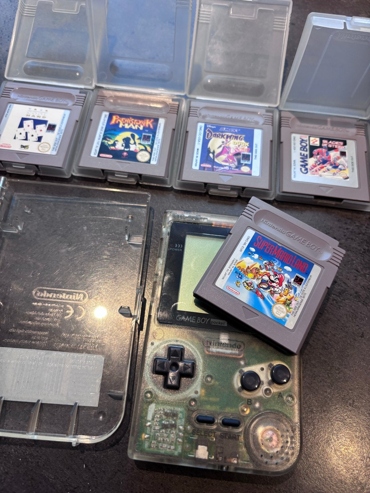 Game Boy Pocket met spellen en defecte case, Ophalen, Gebruikt, Game Boy Pocket, Met games