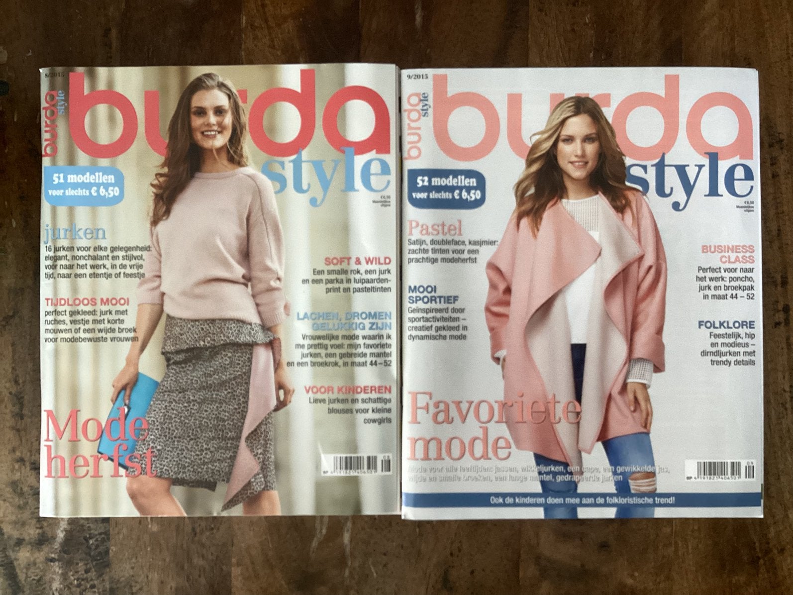 2x  Burda Style naaitijdschriften, 8 en 9 2015, Ophalen of Verzenden, Zo goed als nieuw, Vrouw, Burda