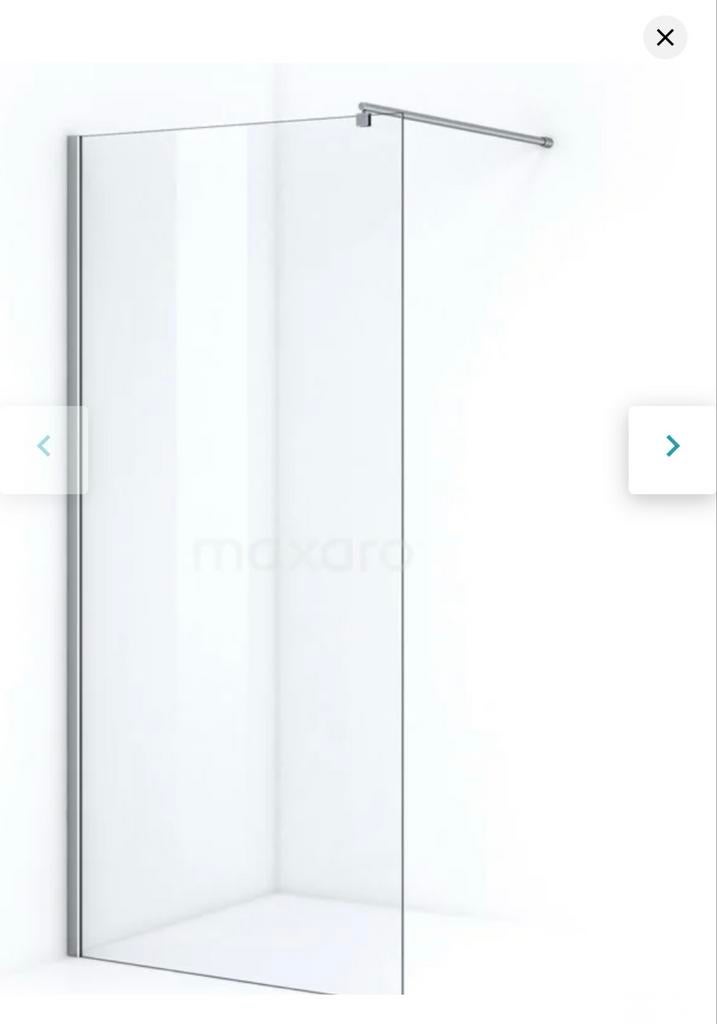 Douchewand van gehard glas met chroom afwerking 200x110, Ophalen, Gebruikt, Chroom, Douche