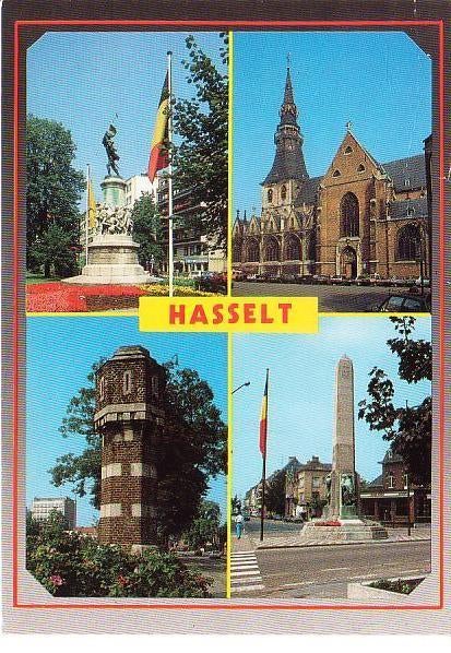 Ansichtkaart	Hasselt (België)	4-luik	(watertoren), Verzenden, 1980 tot heden, Gelopen, Limburg