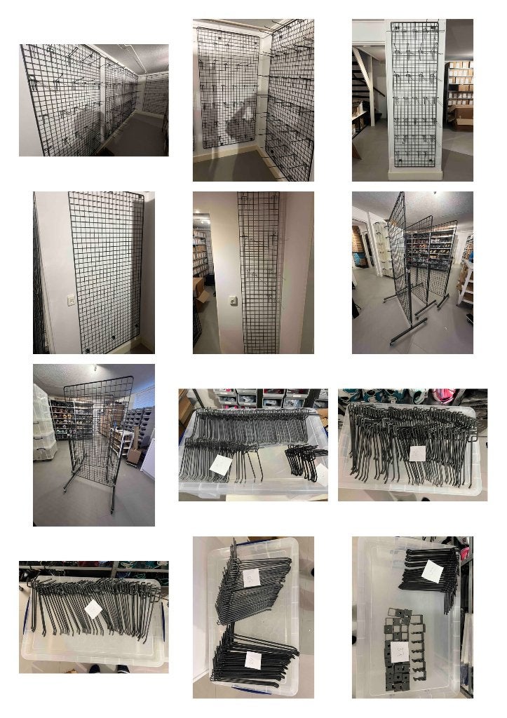 Wandrasters 200 cm, 3 verrijdbare rasters en 330 rasterhaken, Ophalen