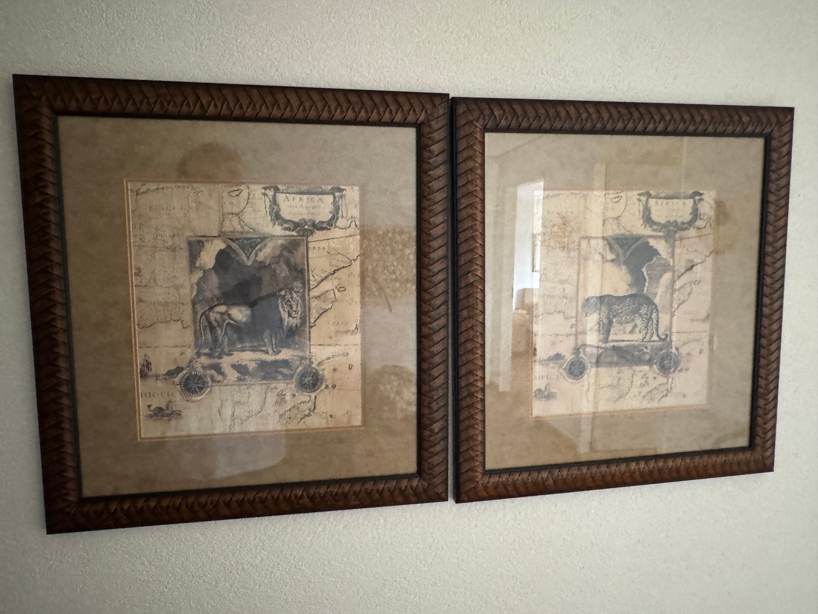 Set van 2 Afrikaanse dieren prints met kaartachtergrond, Ophalen, 50 tot 75 cm, 50 tot 75 cm, Print