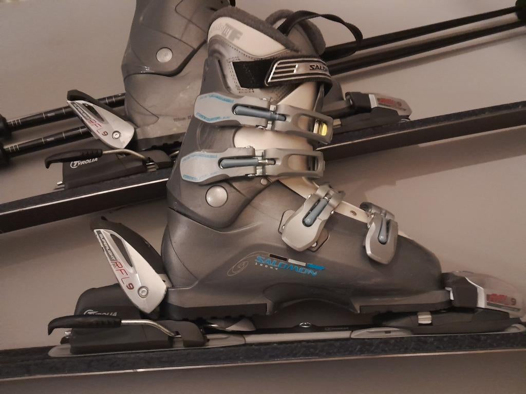 Salomon skischoenen met Head ski's en stokken, Sport en Fitness, Skiën en Langlaufen, Ophalen, Gebruikt, Salomon, Skiën