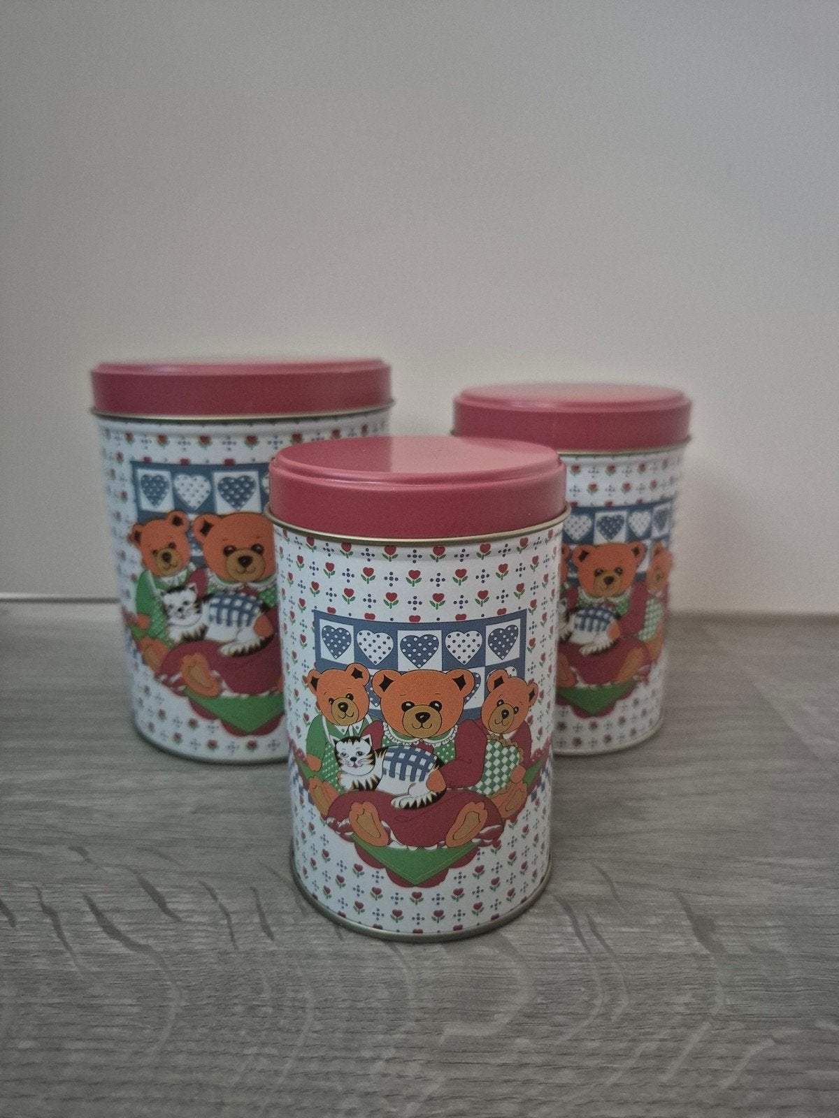 Set van 3 blikken met berenprint - Nesting dolls principe, Ophalen of Verzenden, Zo goed als nieuw