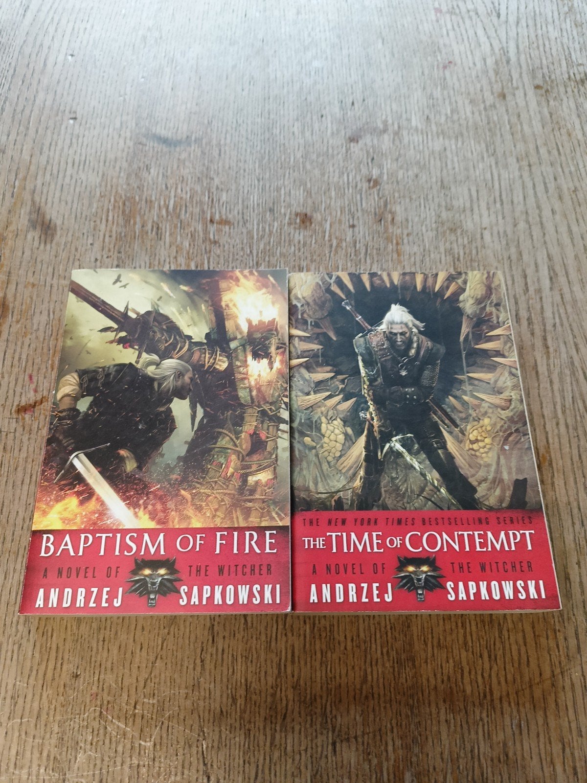 The Witcher boeken: Baptism of Fire & The Time of Contempt, Boeken, Ophalen of Verzenden, Gelezen, Andrzej Sapkowski