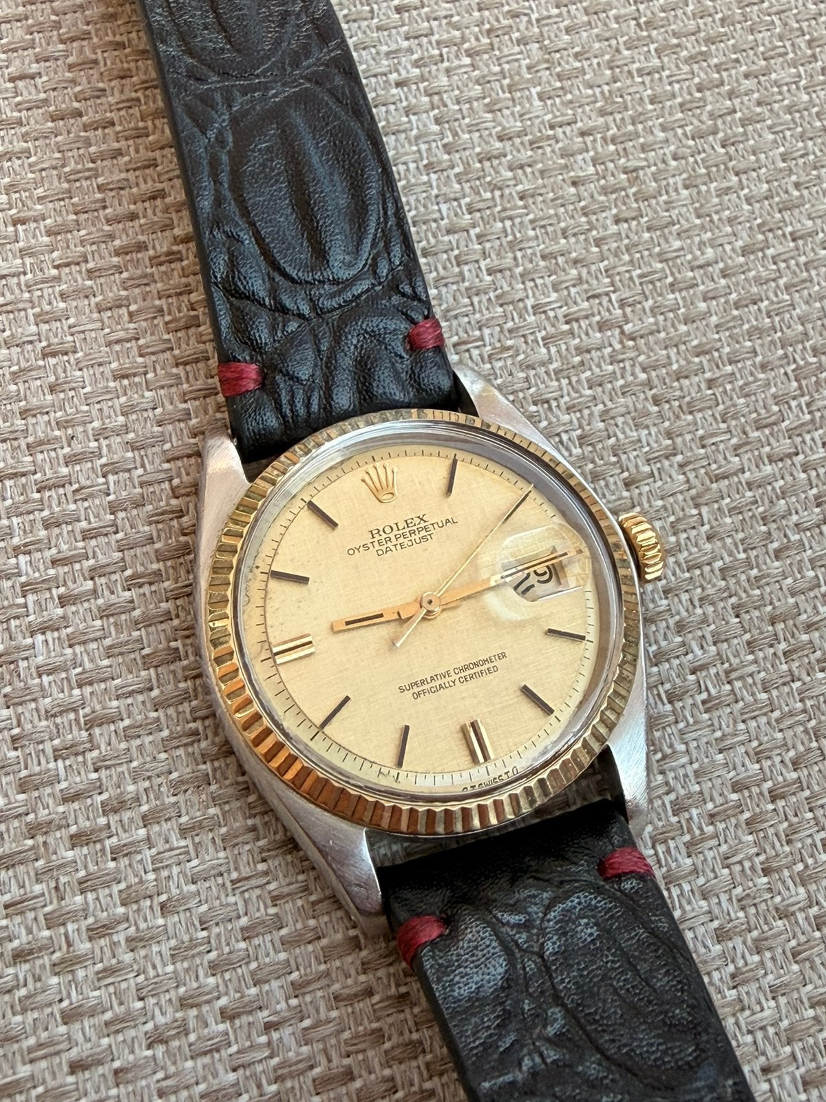 Rolex datejust 1601 36mm two tone linnen dial, Ophalen, Goud, Overige merken, 1960 of later