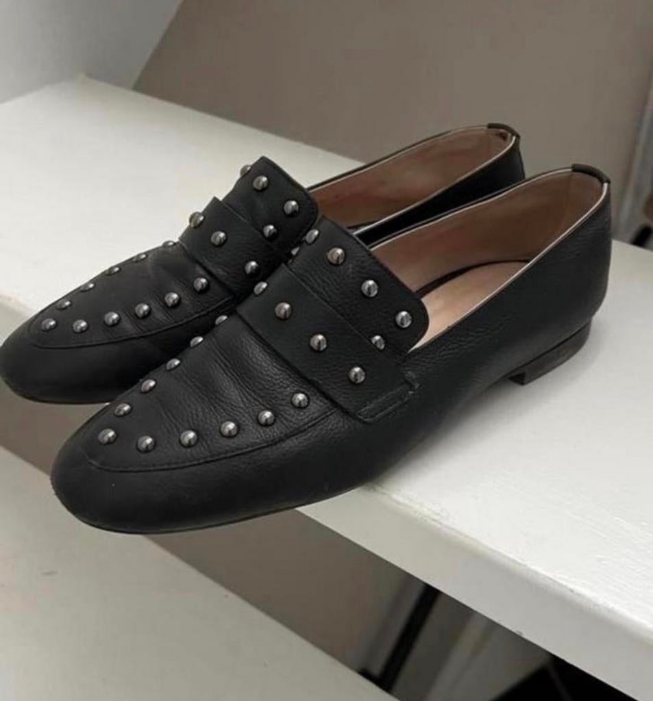 Paul Green zwarte lederen loafers met studs, Ophalen of Verzenden, Zo goed als nieuw, Paul Green, Instappers