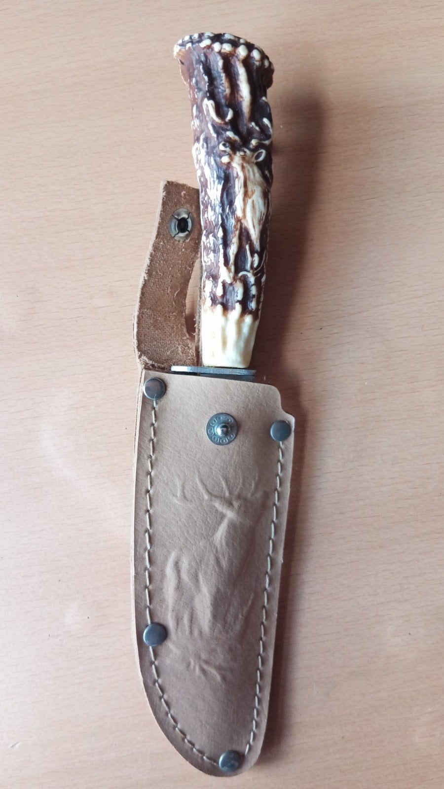 Jachtmes met hertshoorn handvat, Ophalen of Verzenden