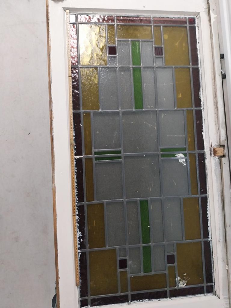 Prachtig Glas in Lood Raam - Uniek Design, Ophalen, Gevelraam of Ruit, Gebruikt, Glas in lood