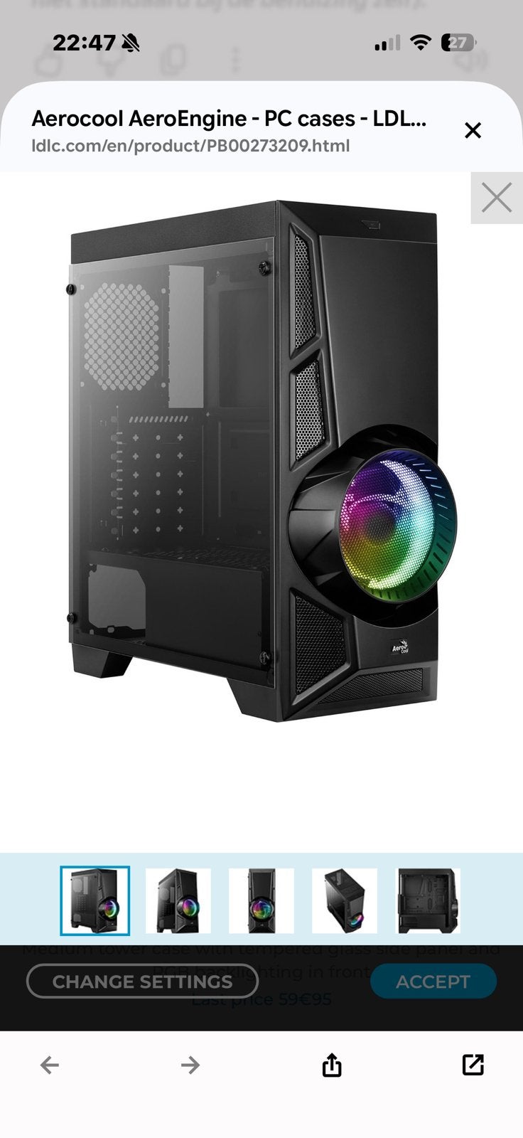 Pc case AEROCOOL AEROENGINE, Ophalen of Verzenden, Zo goed als nieuw