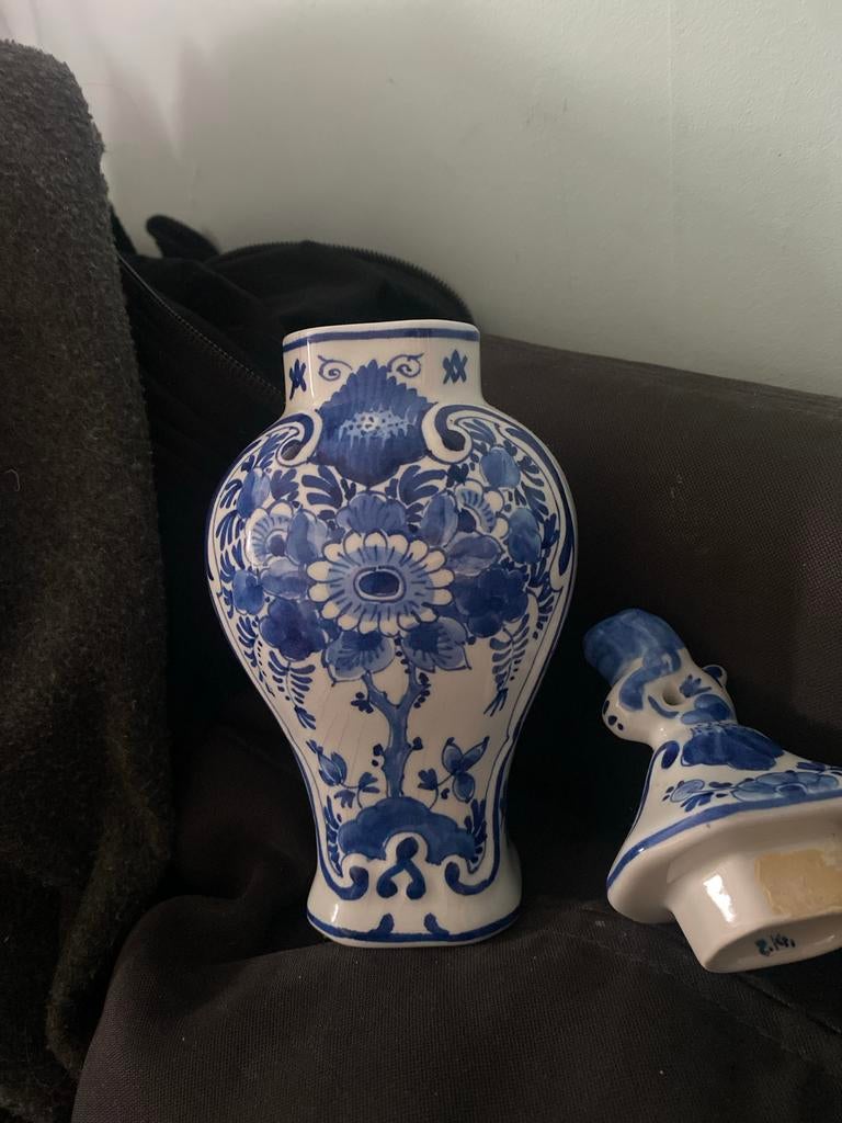 Delfts Blauw Vaas met Deksel - Handbeschilderd, Ophalen