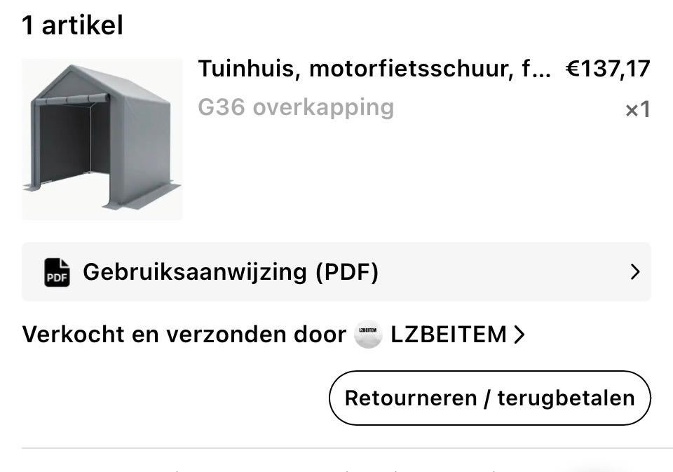 Tent van Temu voor tijdelijke opslag (fietsen, kasten), Ophalen, Overige materialen, 250 tot 500 cm, Overige typen