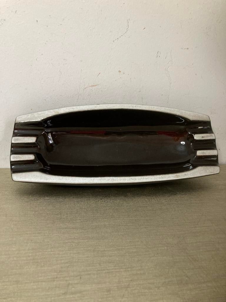 Grote design asbak van Ravelli, bruin met wit glazuur, Ophalen of Verzenden, Asbak